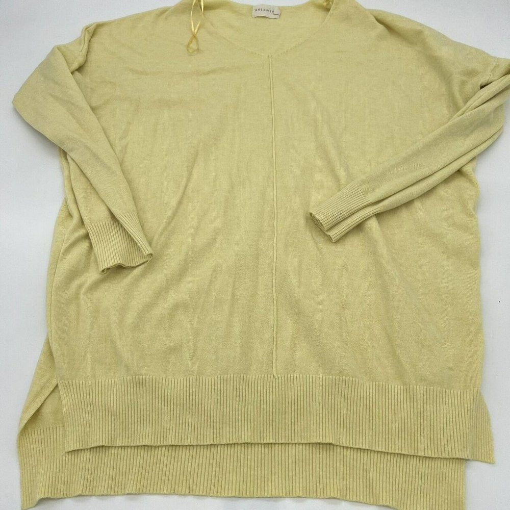 Dreamers V-neck soft sweater canary yellow long sleeve size M/L